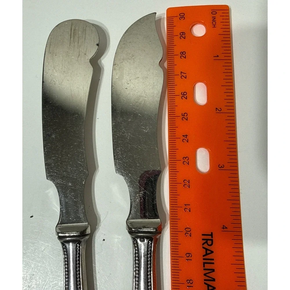 Newcastle Gorham Sterling Silver Fish Knife 2pc Notch Monogram Marked Tarnished